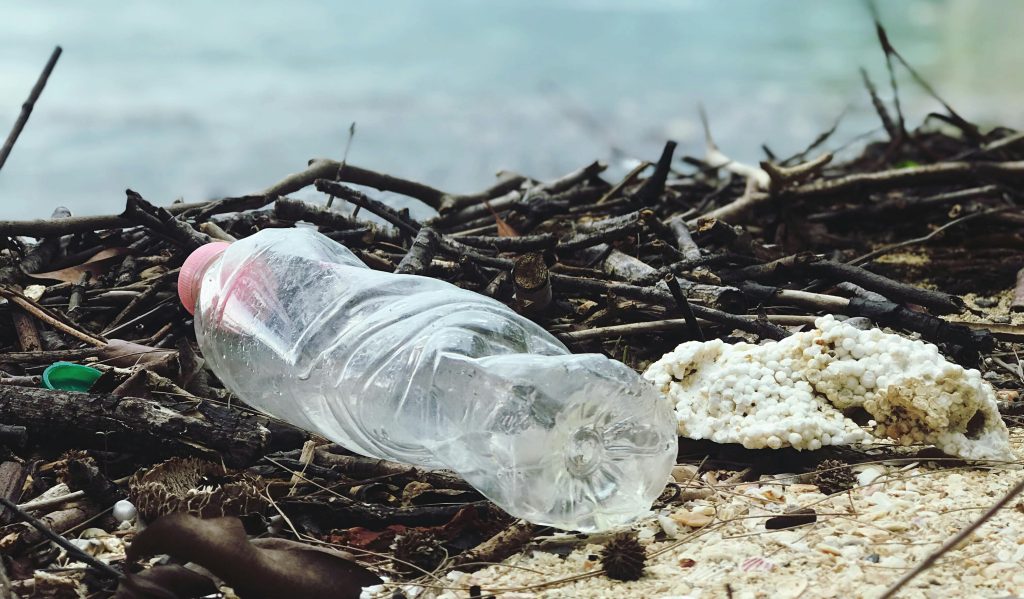 Plastic waste on a beach